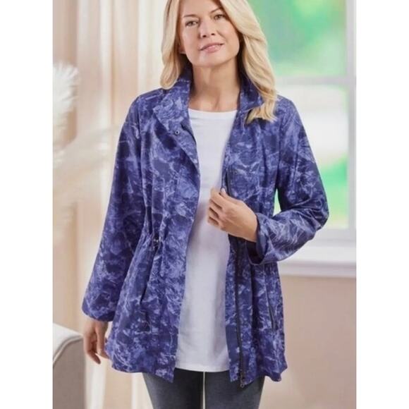 Soft Surroundings Windbreaker Jacket Small Anorak Purple Water Resistant - Picture 1 of 8